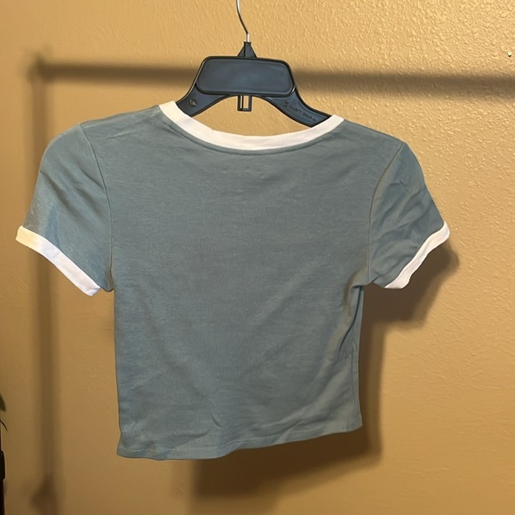 OG Babe 100% cotton Santa Monica 1982 Teal Crop Top T Shirt Size Small - Picture 5 of 5